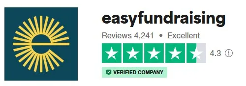 easyfundraising Trustpilot rating: Excellent, 4.3 out of 5 from 4,241 reviews, verified company